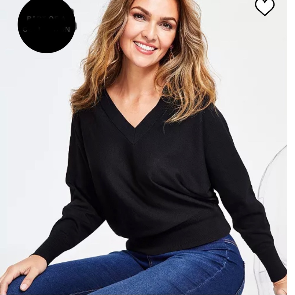 Thin Dolman V Neck Pullover sweater INC